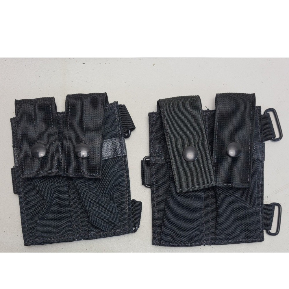 Tactical Double Magazine Pouches Nylon Snap Closure D-Ring Mount Black Lot of 2